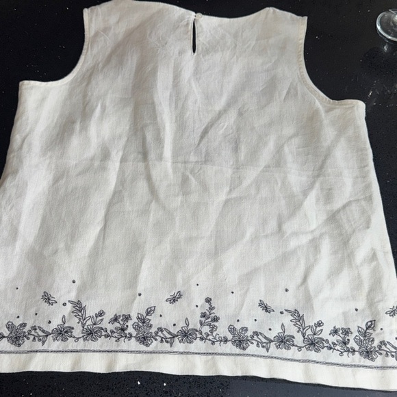 Blouse Embroidered White Sleeveless Top Norton Mcnaughton - Picture 2 of 8